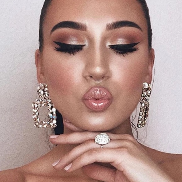 Geometric Rhinestone Crystal Statement Earrings - Picture 1 of 7